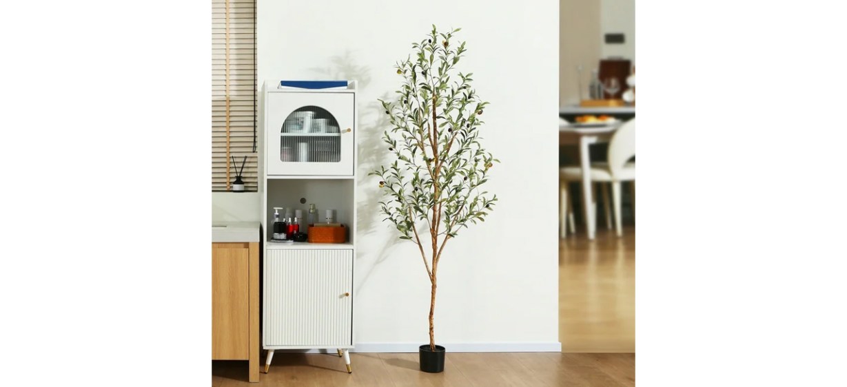 6 ft Artificial Olive Plants with Realistic Leaves and Natural Trunk