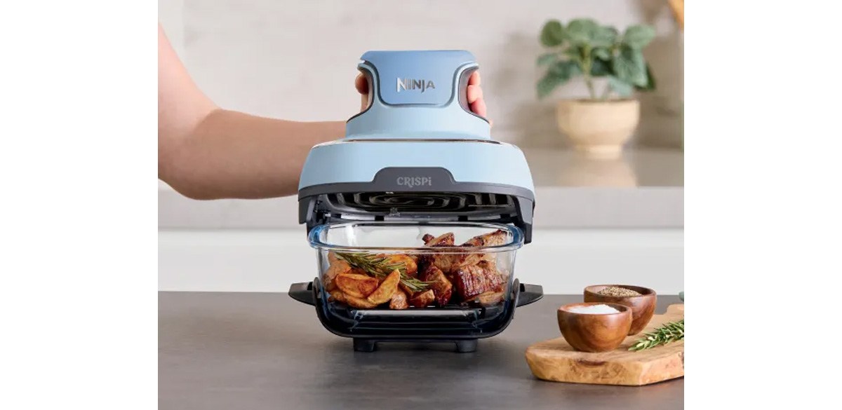 Ninja Crispi 4-in-1 Portable Glass Air Fryer Cooking System Periwinkle