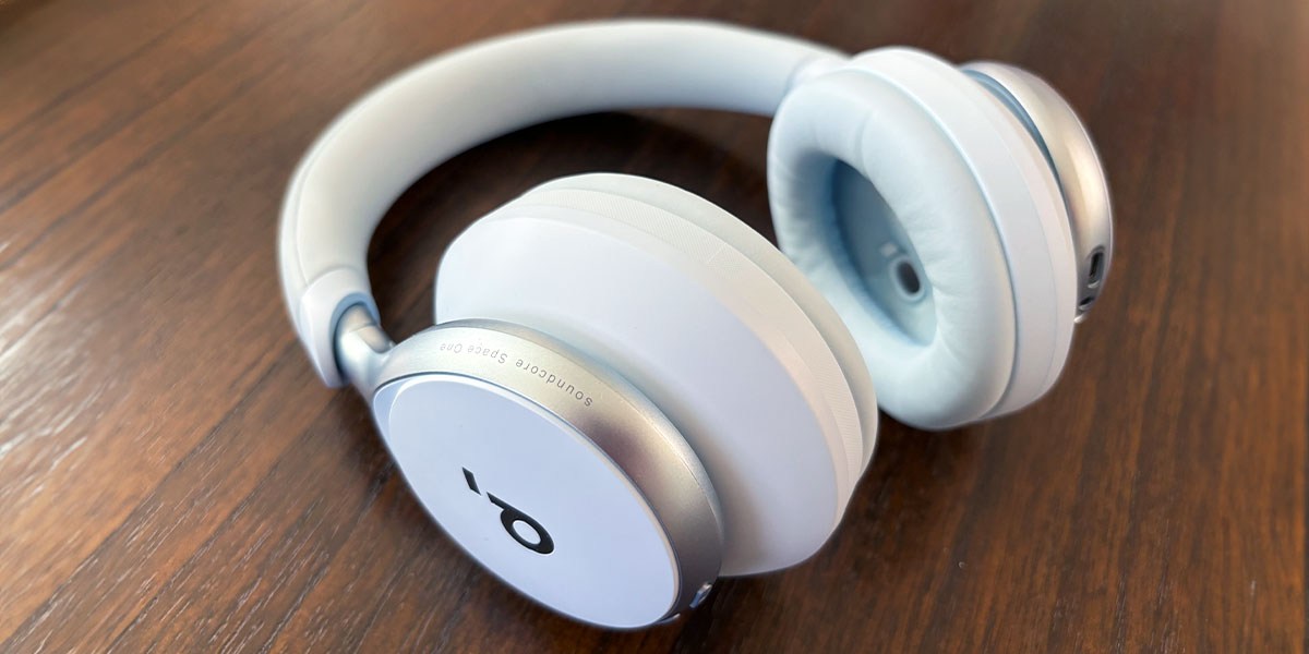 Soundcore Space Ones on table Soundcore Space Ones on table