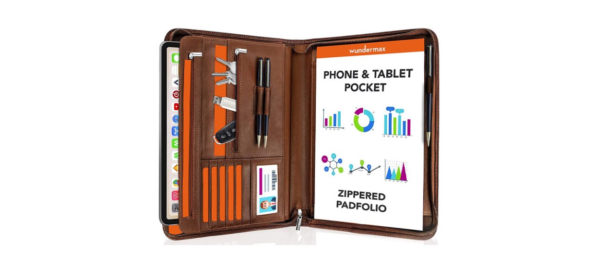 Best Wundermax Vegan Leather Portfolio With Zipper Best Wundermax Vegan Leather Portfolio With Zipper