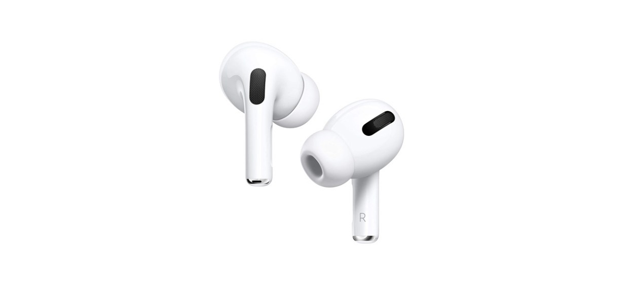 A pair of white Apple AirPods