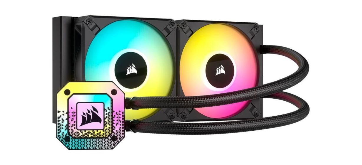 Corsair iCUE H100i Elite CAPELLIX XT Liquid CPU Cooler on white background