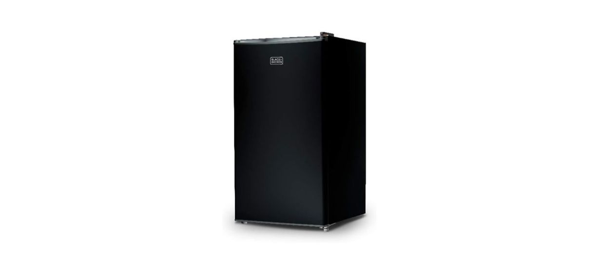 a black mini fridge