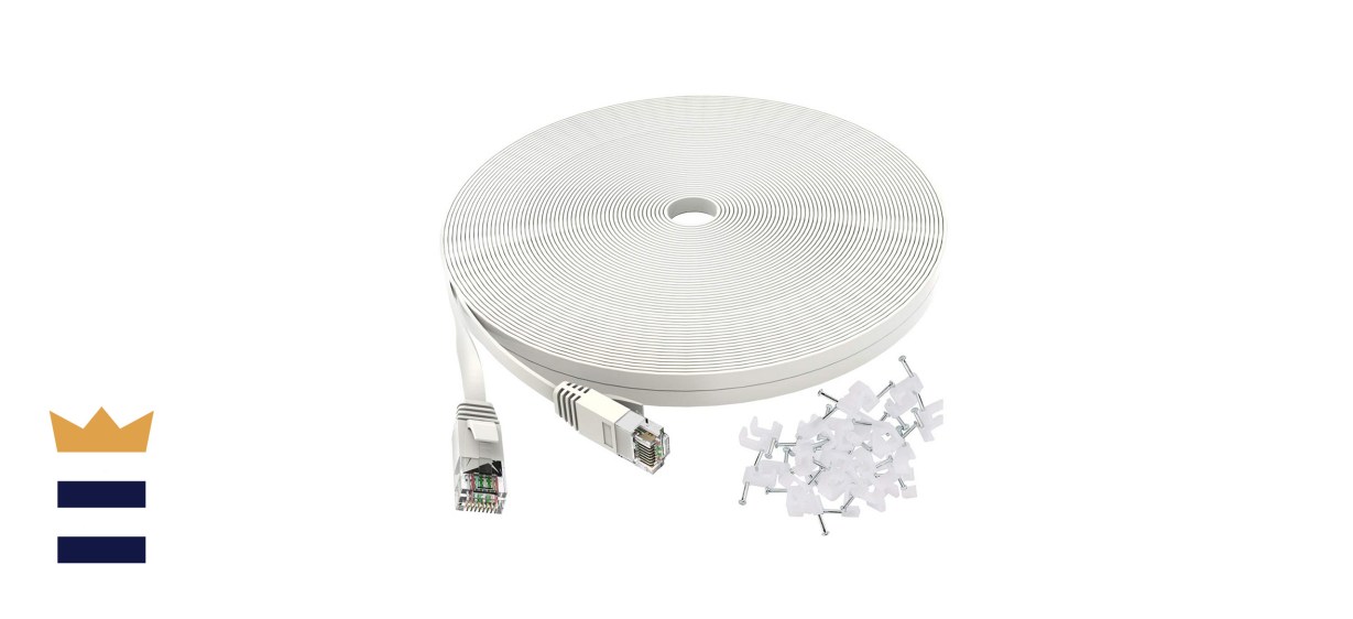 Jadaol Cat6 50-Foot Ethernet Cable with Flat Cable Design and Cable Clips
