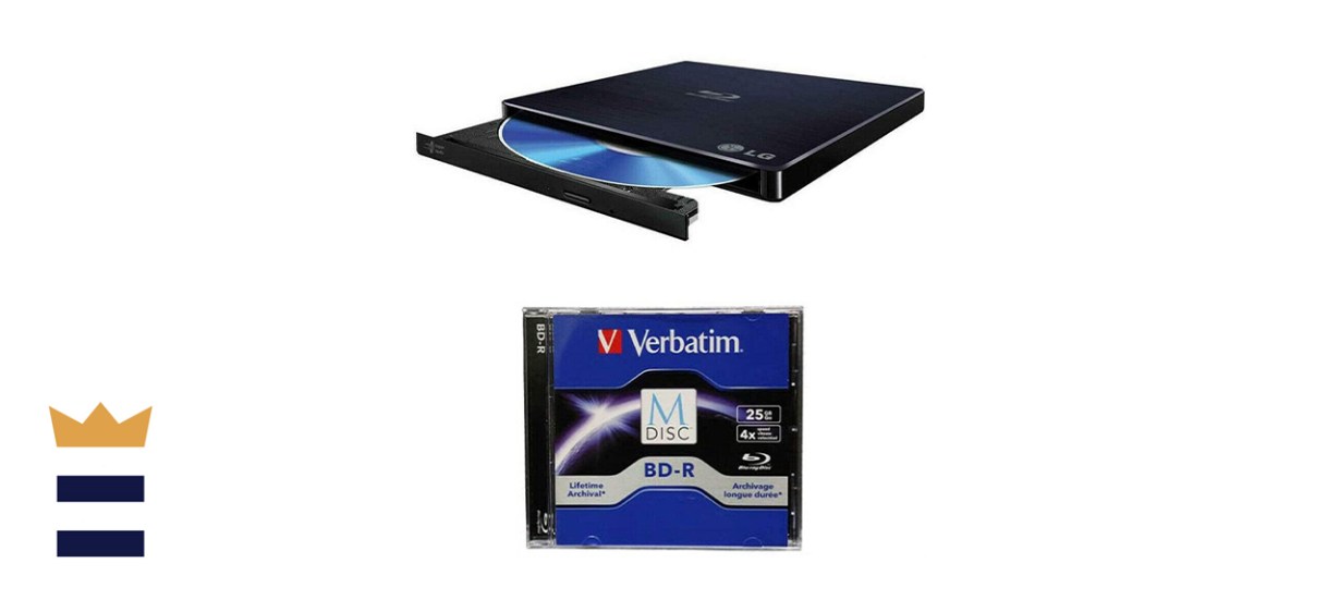 LG 6X WP50NB40 Ultra Slim Portable Blu-ray Writer Bundle with 1 Pack M-DISC BD