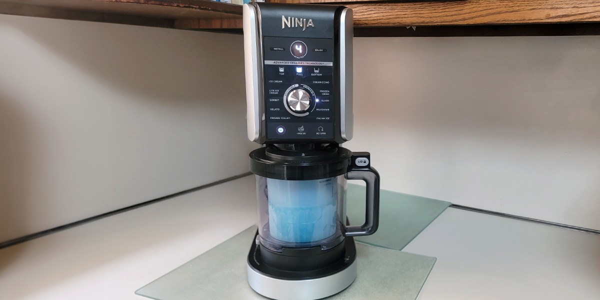 Front view of Ninja Creami Deluxe on countertop