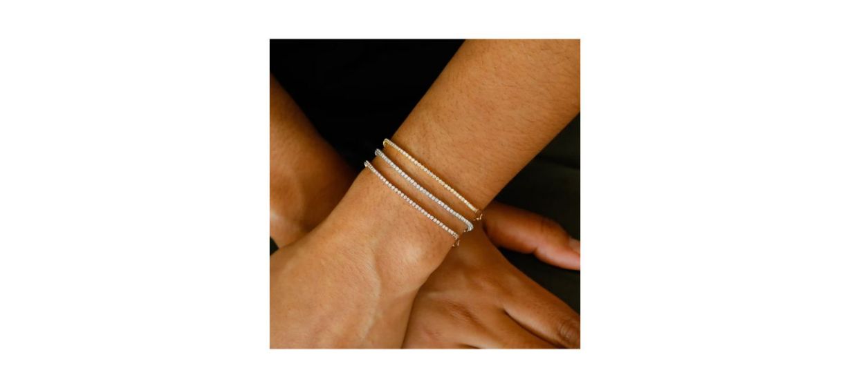 SocialValue 18k Solid Genuine Natural Diamond Thin Tennis Bracelet