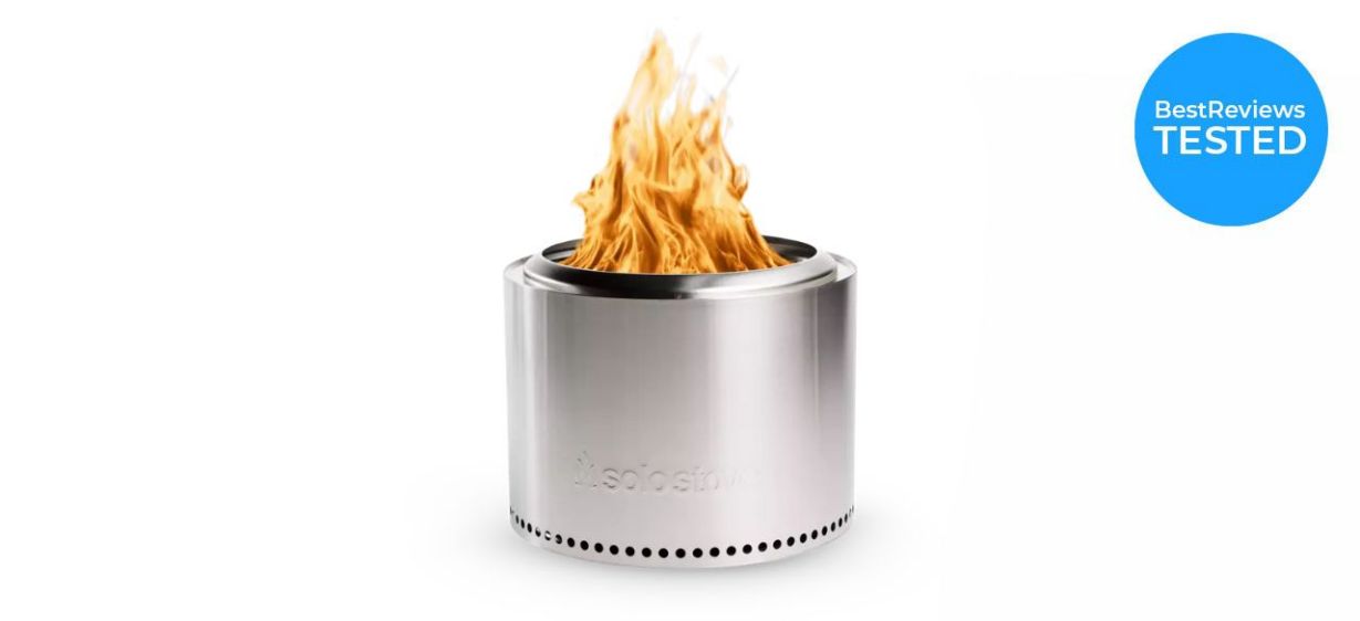 a portable, stainless steel fire pit with flames coming out of the top a portable, stainless steel fire pit with flames coming out of the top