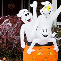 Halloween inflatable decoration outside a house