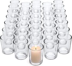 Letine Clear Glass Tealight Candle Holder-Set of 36