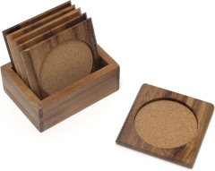 Lipper International Acacia Square with Cork Coasters and Caddy