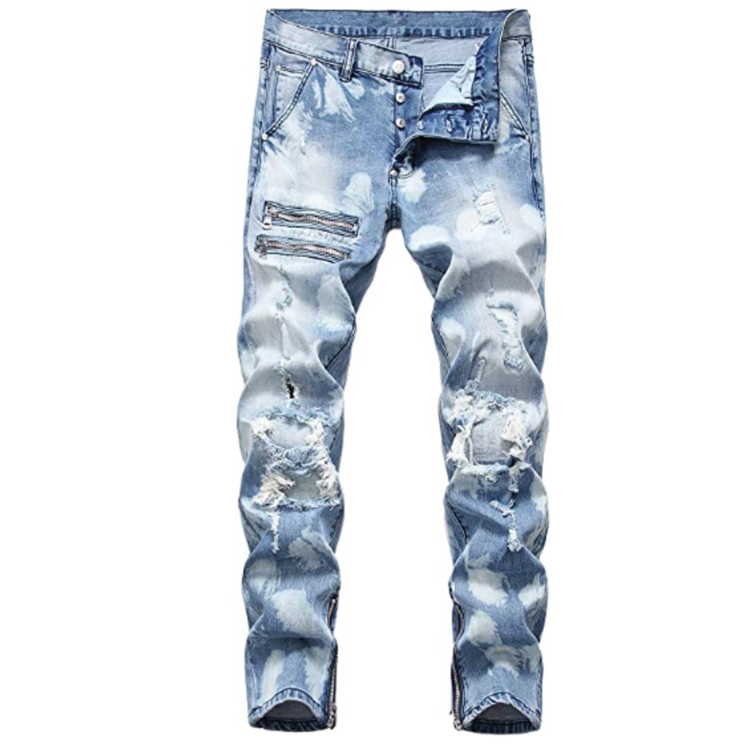 Hengao Men's Fashion Slim Fit Ripped Jeans
