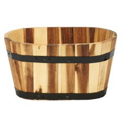 Loon Peak Steubenville Wood Barrel Planter