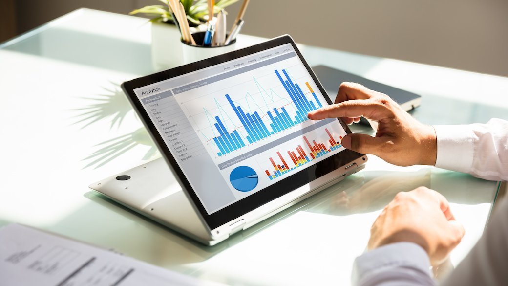 Touchscreen laptop on table