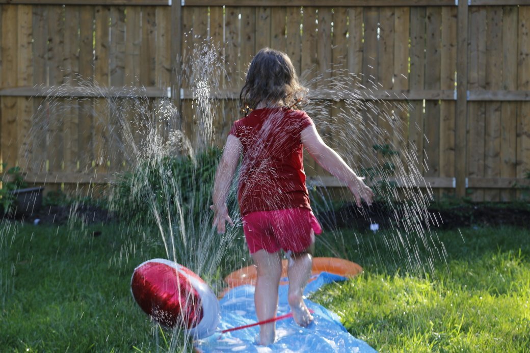 water slide on grass