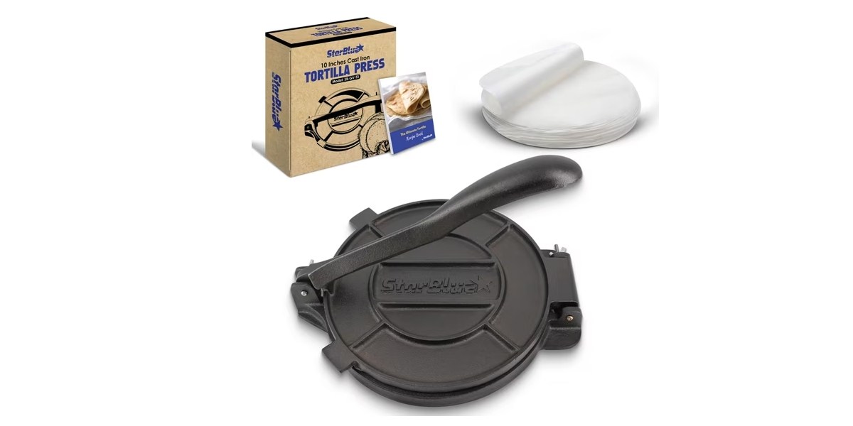 10-Inch Cast-Iron Tortilla Press with FREE 100 Pieces Oil Paper