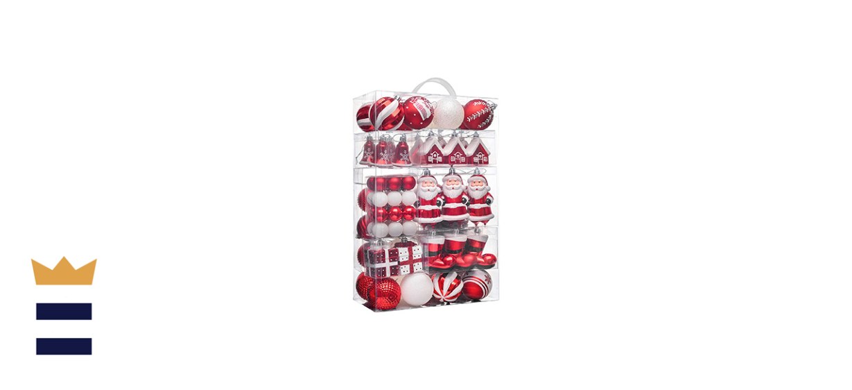 100-count Traditional Red and White Christmas Ball Ornaments