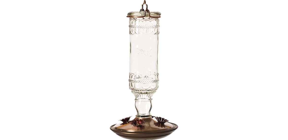 Perky-Pet Antique Glass Bottle Hummingbird Feeder