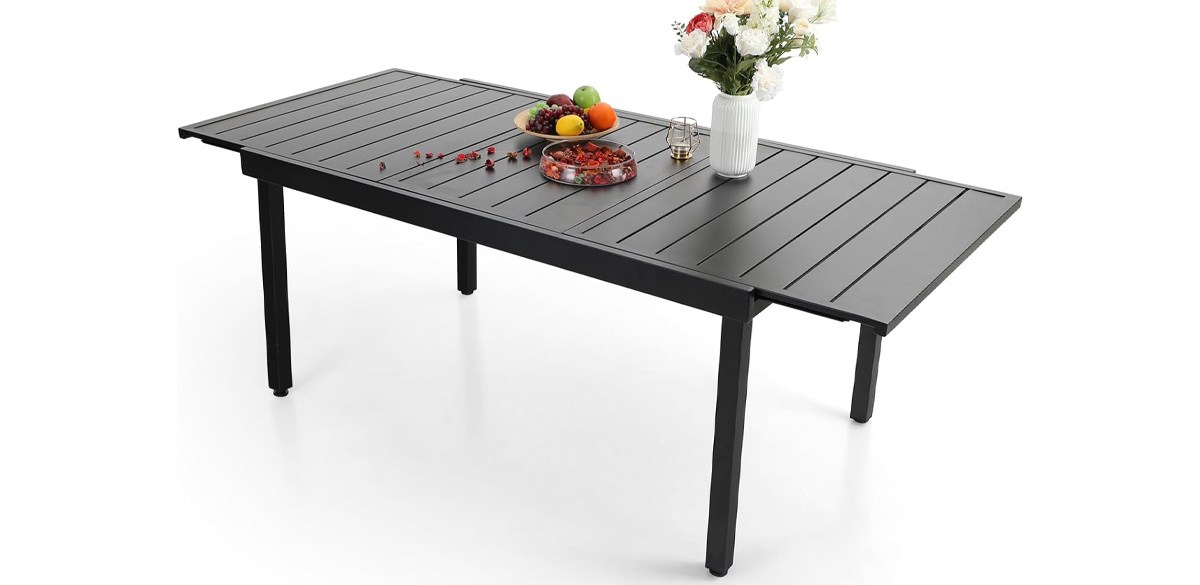 Sophia &amp; William Black Expandable Patio Dining Table