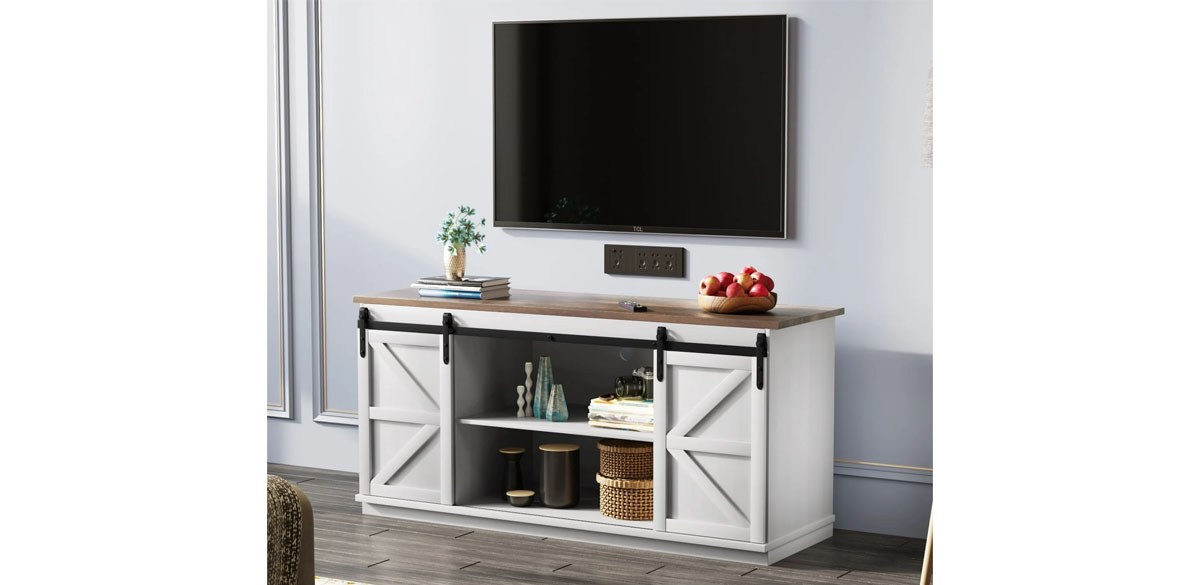 Furmax Modern Farmhouse Barn Door TV Stand