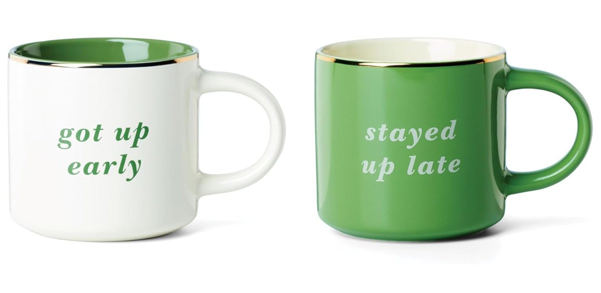kate spade new york Got Up Early &amp; Stayed Up Late, Mugs, Set of 2, Green