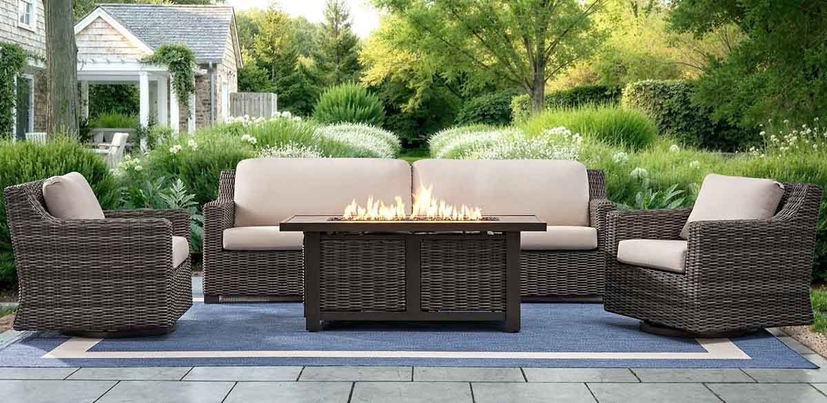 Member's Mark Breck XL Deep Seating Fire Set with Sunbrella Fabric, 4pc