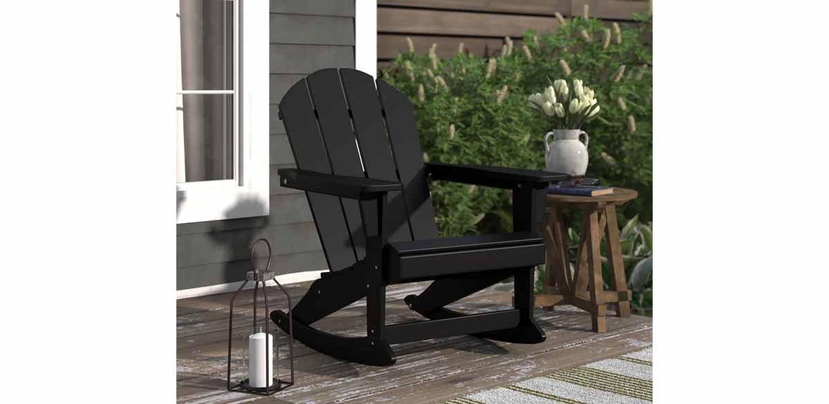 Black Ravenna HDPE Rocking Adirondack Chair