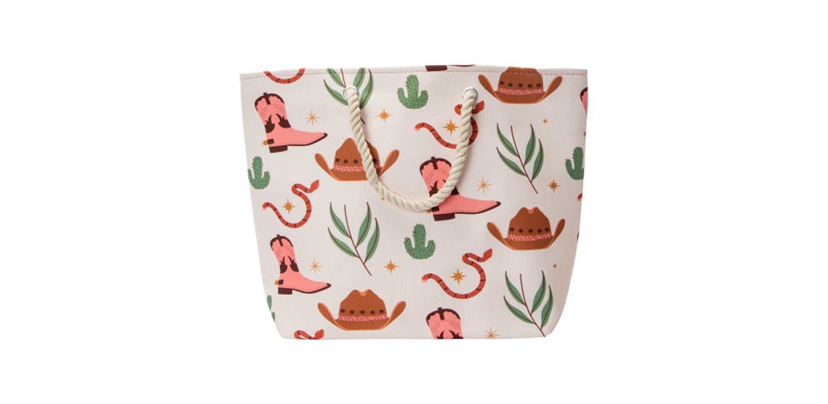 Rope Handle Printed Tote Bag 20.5in X 15in in Western