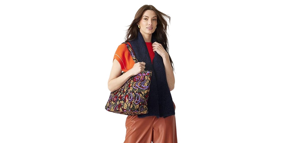 Vera Bradley Premium Cotton Hathaway Tote Bag, Midnight Garden Paisley