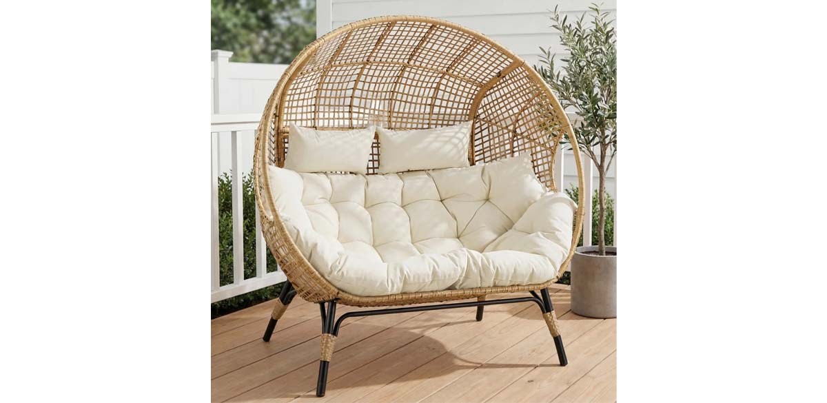 Dakota Fields Damarie 2-Person Wicker Rattan Egg Chair