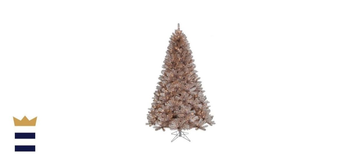 5 Foot Pre-Lit Rose Gold Oregon Fir Tinsel Tree 