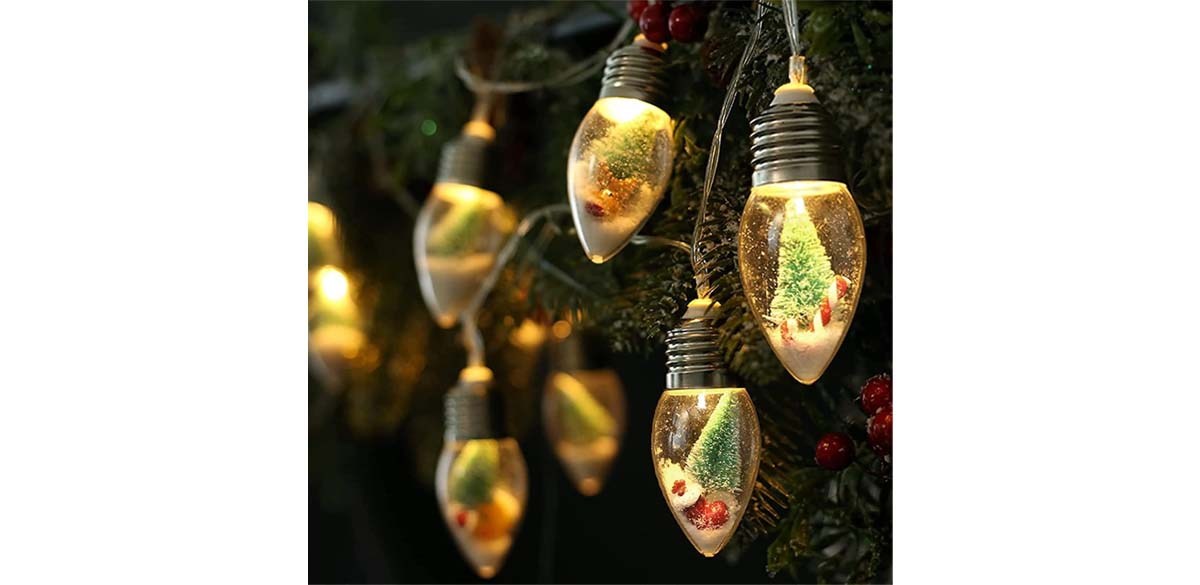 JUSTOTRY 6.6FT Christmas Vintage Decor String Light - 10LED Snow Globe Bulbs