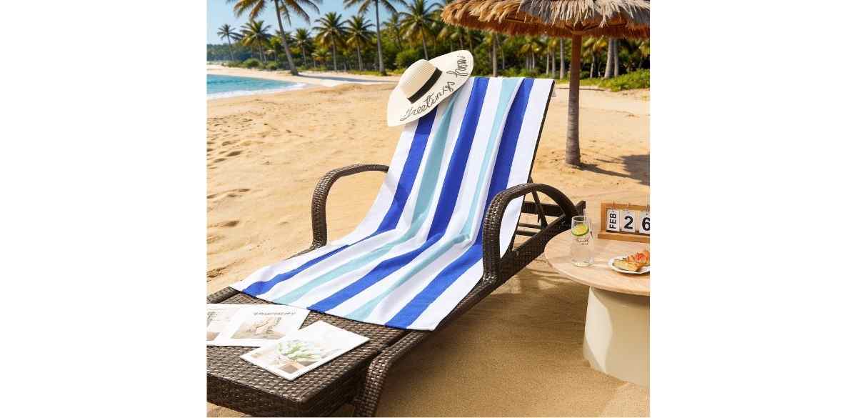 Smuge 4 Pack Cabana Stripe Beach Towels Set