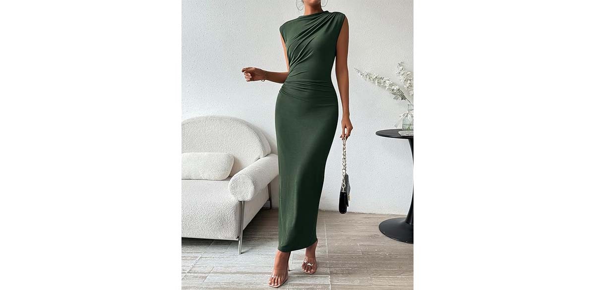 BTFBM Women's Ruched Bodycon Dress