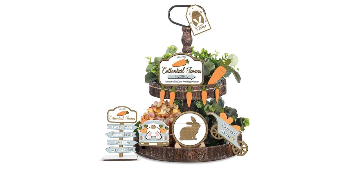 Jetec Easter Decor 12 Pcs Carrot Tiered Tray Decor