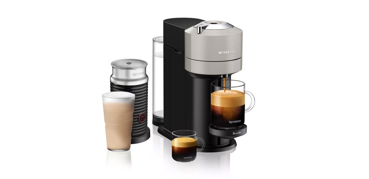 Nespresso Vertuo Next Espresso Roast Coffee Maker &amp; Espresso Machine Bundle By Breville