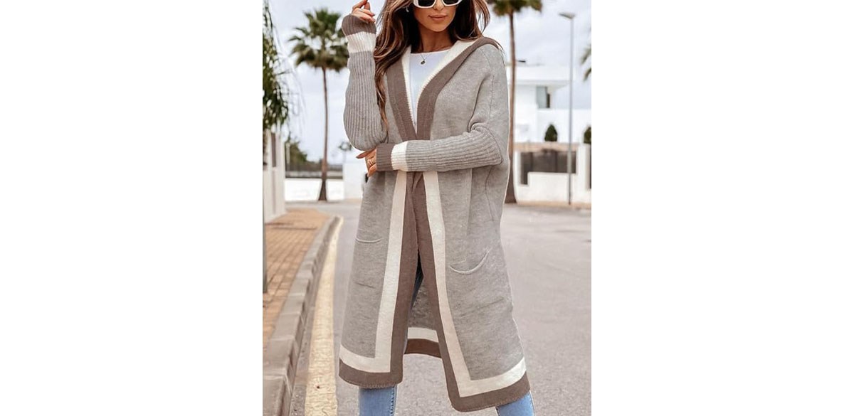 chouyatou Women's Color Block Long Sweater