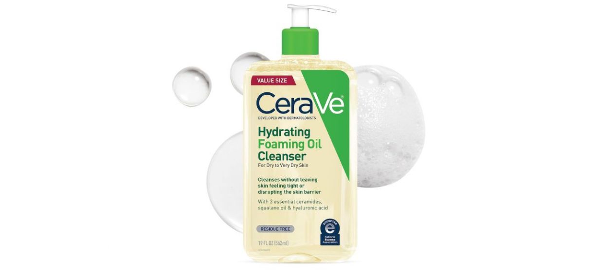 CeraVe Hydrating Foaming Oil Cleanser on white background