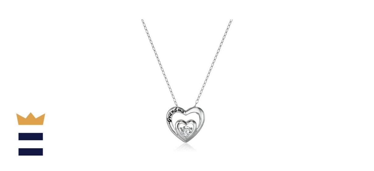 Amazon Collection Grandma Double-Heart Pendant Necklace
