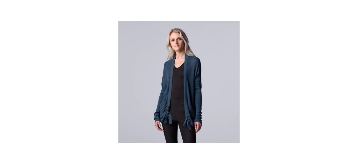 apparel-Best Women's Simply Vera Vera Wang Ruched Open-Front Cardigan