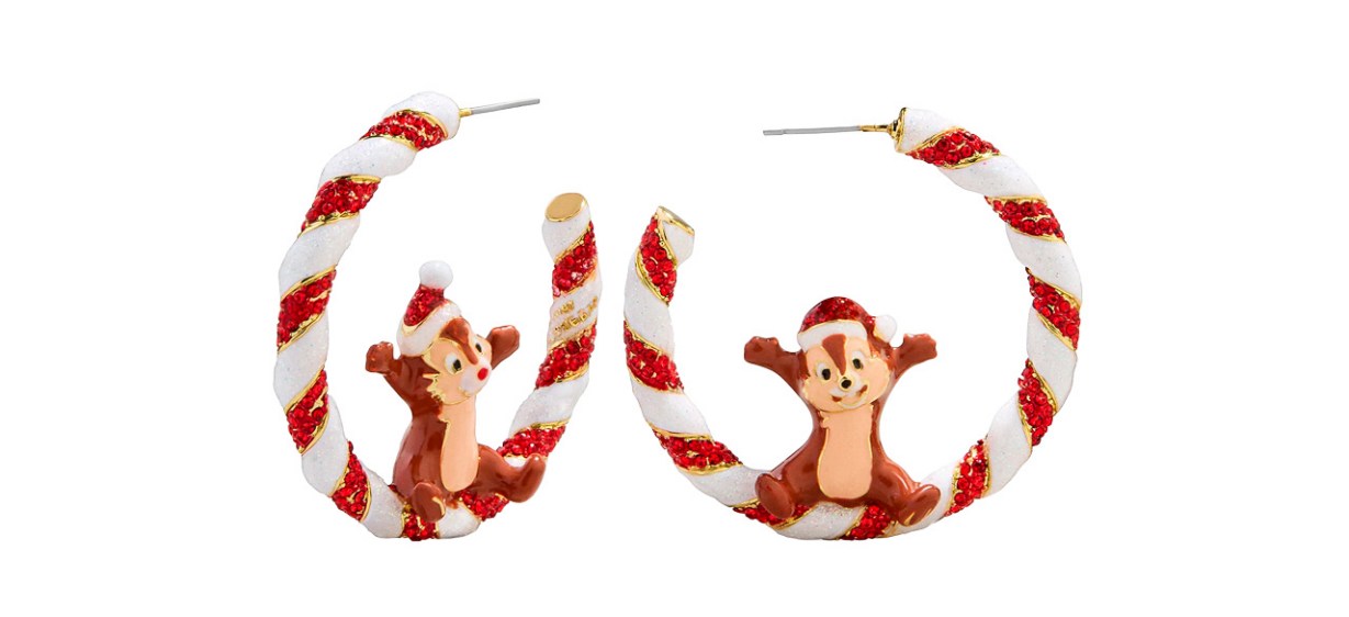 BaubleBar Disney Chip ‘N Dale Candy Cane Hoop Earrings 