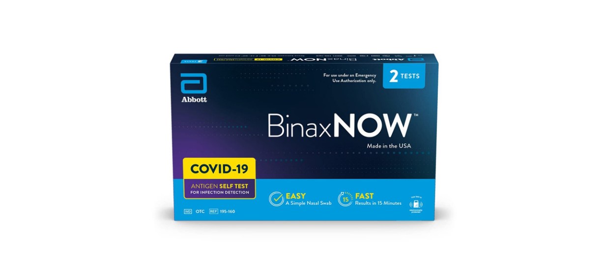 Abbott BinaxNOW Covid-19 Antigen Self on white background