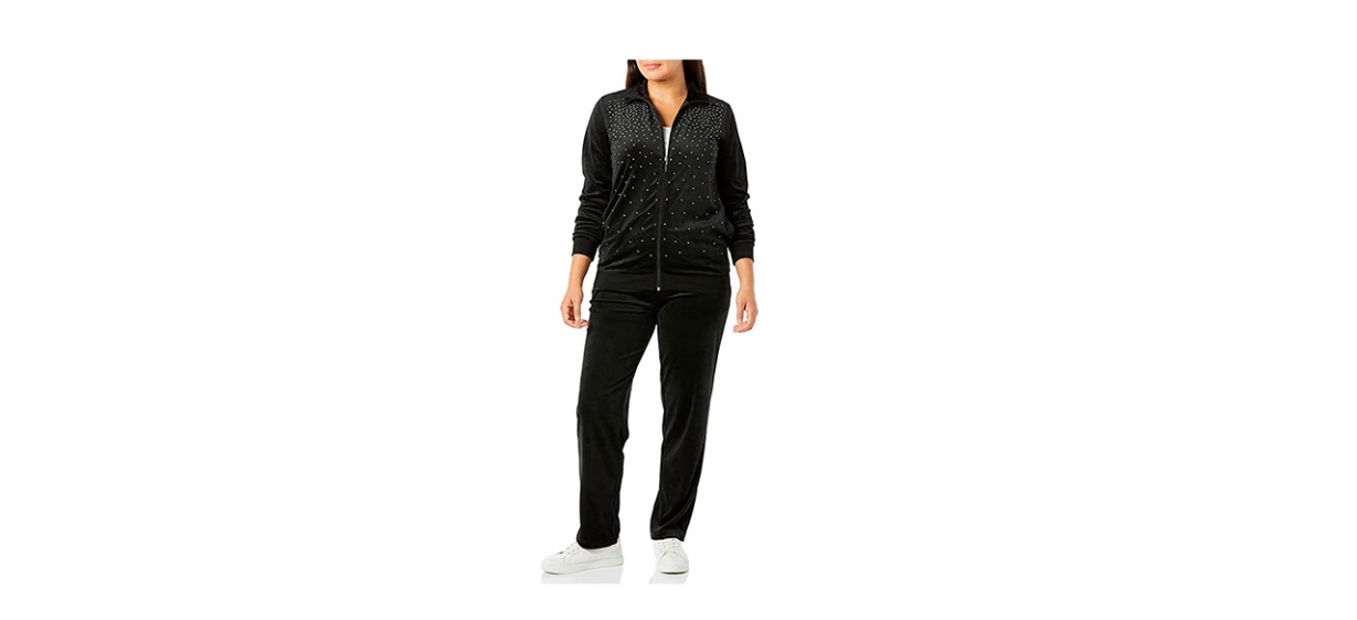 Best AmeriMark Women's Velour and Rhinestone Sweat Set