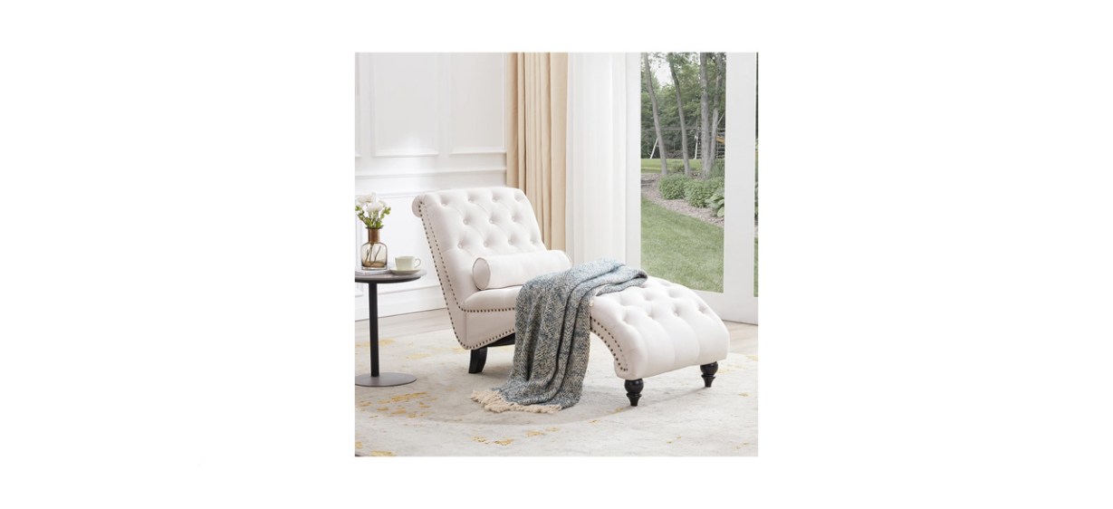 Button-Tufted Chaise Lounge