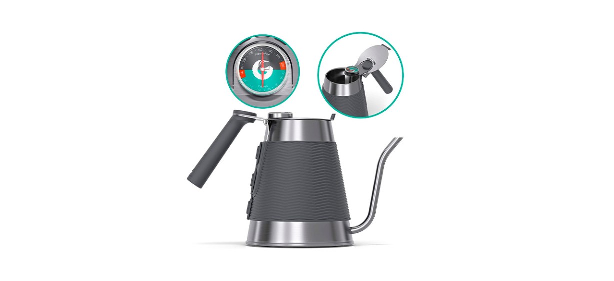 Coffee Gator Pour Over Kettle - Gooseneck Spout and Thermometer for Drip Coffee