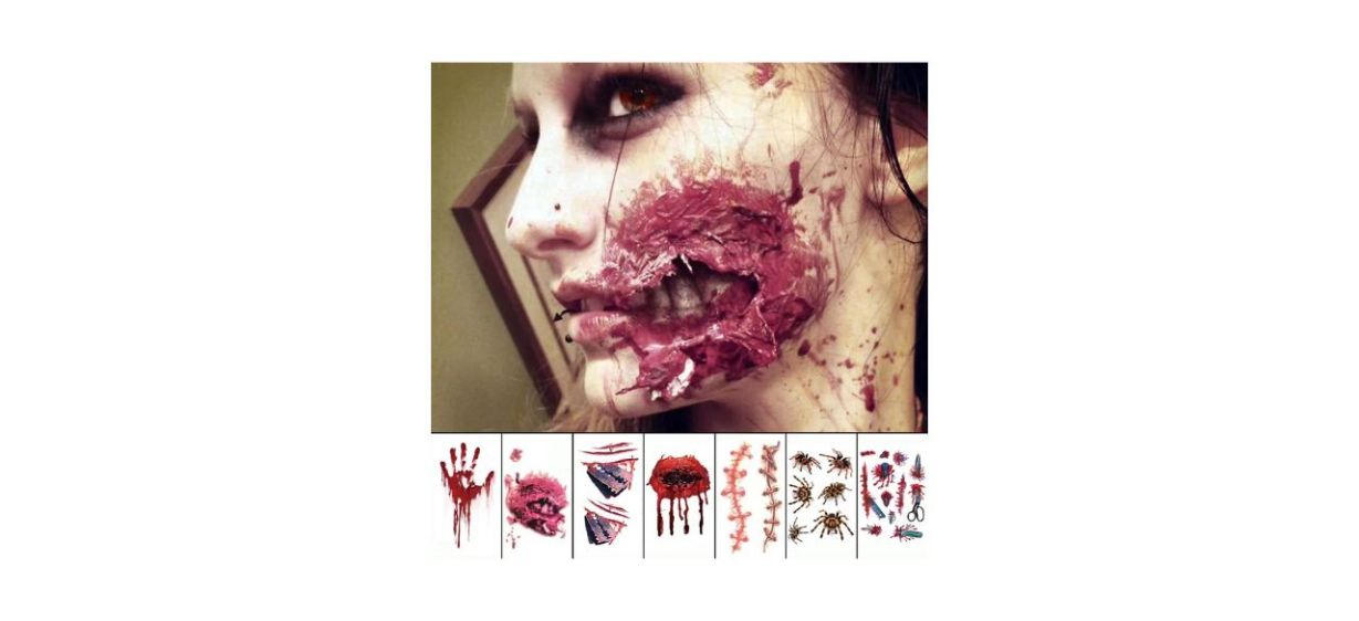 Best Double Ideal 3D Halloween Temporary Face Tattoo Sticker 