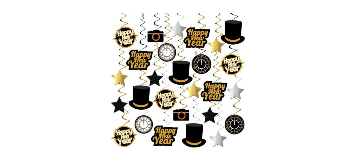 Happy New Year Hanging Swirls Decorations