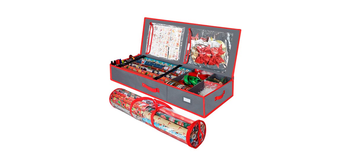 Best Homyfort Christmas Wrapping-Paper Storage Box and Gift-Wrap Organizer Bag