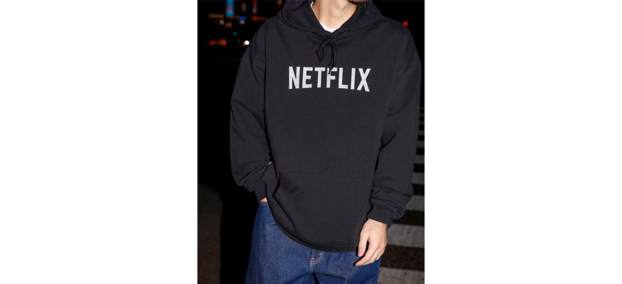 Person wearing Netflix x BEAMS Logo Hoodie