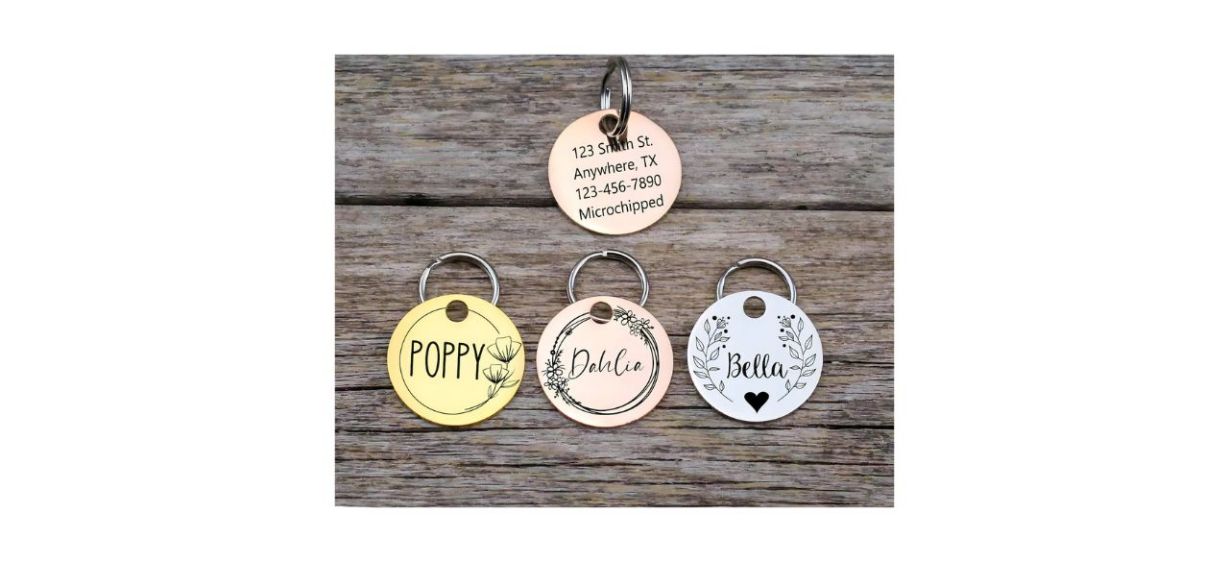 4 Loving Wings Designs Personalized Pet Dog ID Tags in different colors and designs